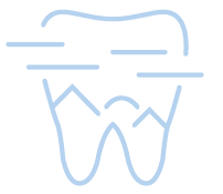 Simple light blue line art illustration of a tooth with geometric accents and a smiling mouth, representing a dental logo - Auburn Hills Family Dentistry